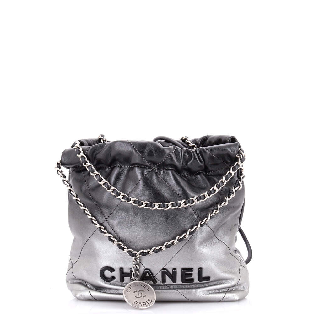 Chanel Mini 22 Chain Hobo Quilted Metallic Degrade Calfskin